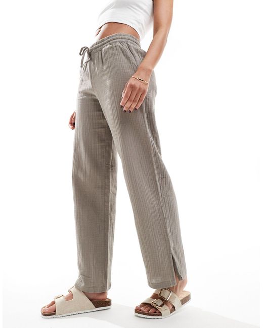 Jdy Gray Wide Leg Cheesecloth Trouser