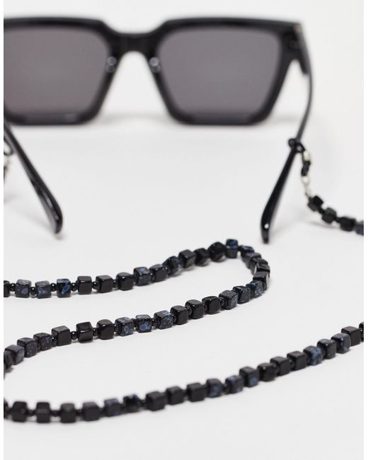 ASOS Gray Square Beaded Glasses Chain for men