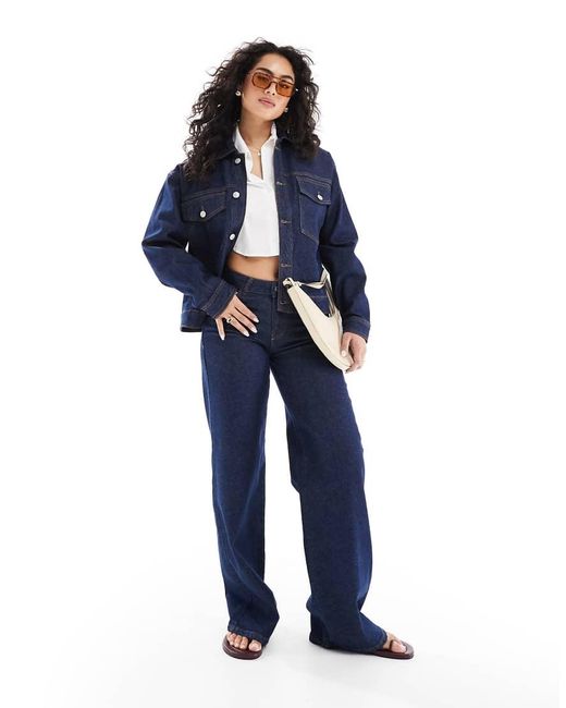 Pieces Blue Trucker Jacket Co-ord