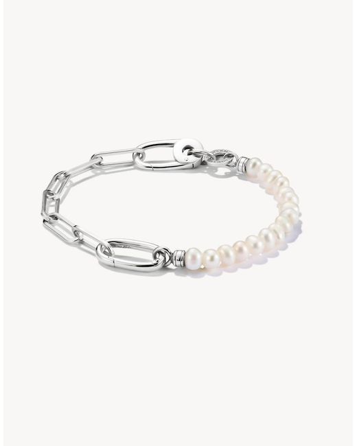 Thomas Sabo Natural Charm Bracelet Paperclip An Pearls With Connect Link