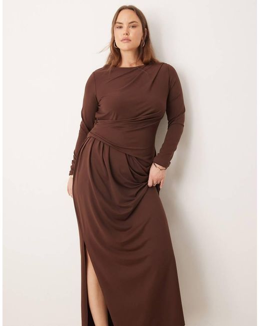 ASOS Brown Asos Design Curve Drape Maxi Dress