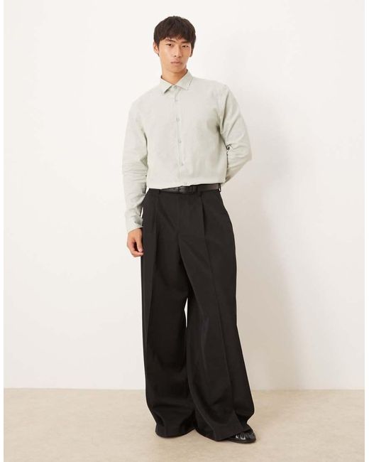 ASOS Natural Formal Linen Blend Regular Shirt for men