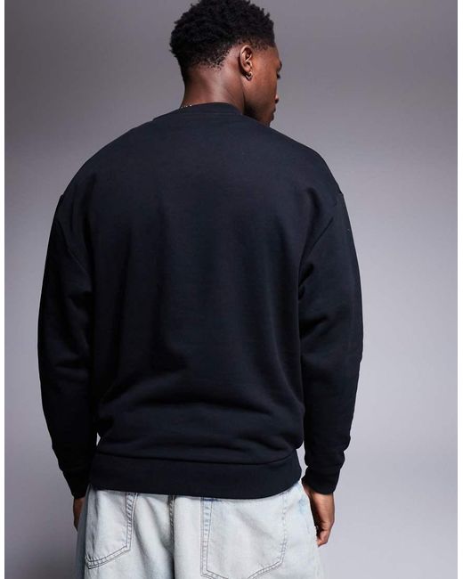 Felpa Oversize Girocollo Nera Con Stampa Di Città di ASOS in Blue da Uomo