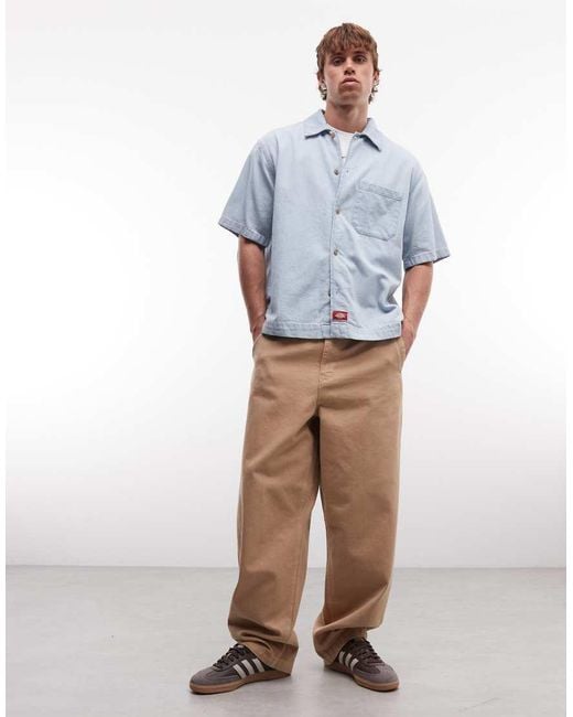 Dickies Blue Short Sleeve Denim Shirt for men