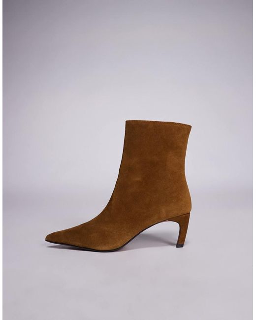 River Island Blue Suede Pointed Kitten Heeled Boots