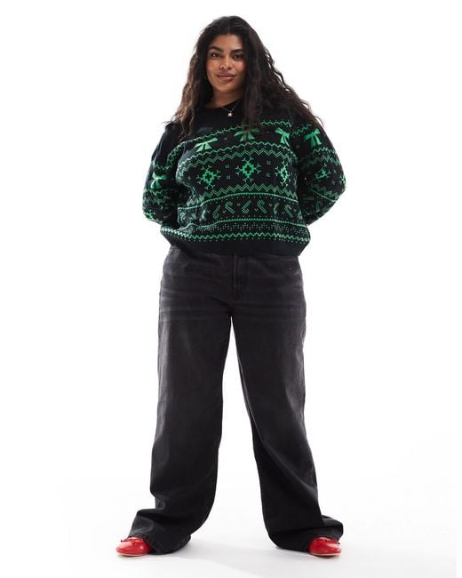 ASOS Green Asos design curve – weihnachtspullover mit norwegermuster