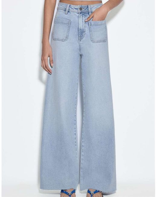 Stradivarius Blue Straight-fit Jeans With Pockets