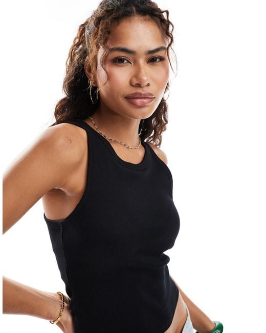 ONLY Black Built-in Bra Ribbed Tank Top