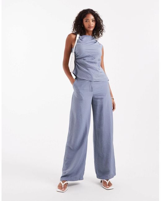 ASOS Blue Relaxed Straight Leg Trousers Co-Ord