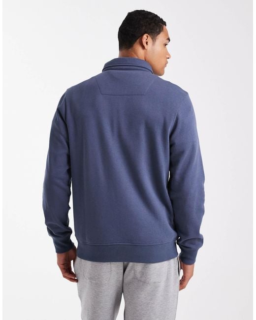 Sweat molletonné à col zippé Threadbare pour homme en coloris Blue