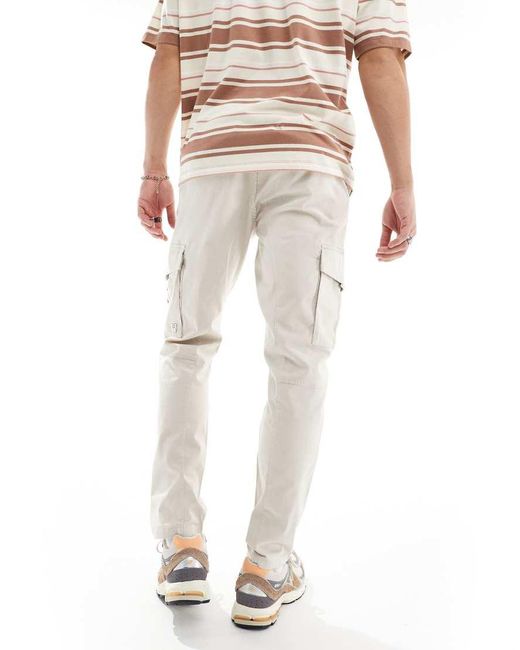 Only & Sons White Slim Fit Tapered Cargo for men