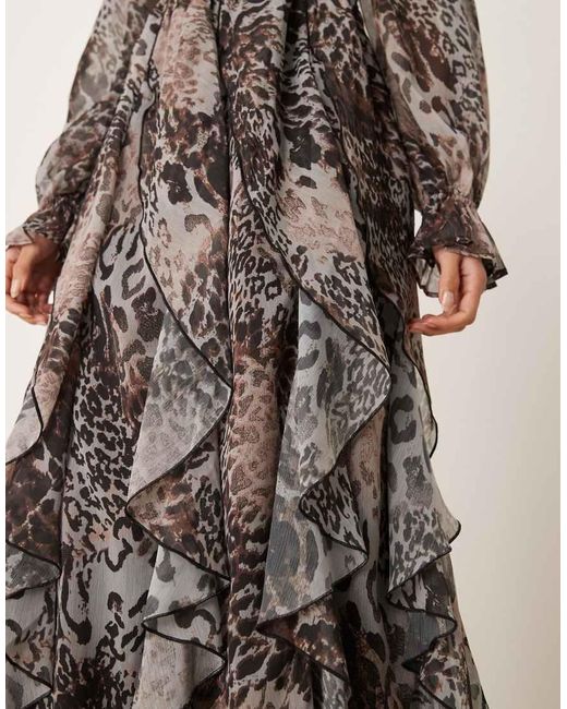 Miss Selfridge Multicolor Ruffle Hem Maxi Dress