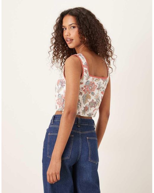 NARRATED Blue Sleeveless Binding Square Neck Oversized Crop Top