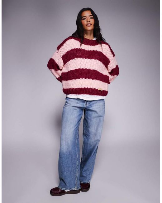 Kiwi & Co Red Lovebug Hand Knitted Balloon Sleeve Crew Neck Jumper