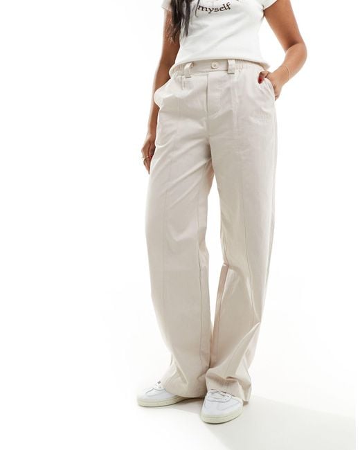 Pantalon habillé à taille basse - crème Sixth June en coloris Natural