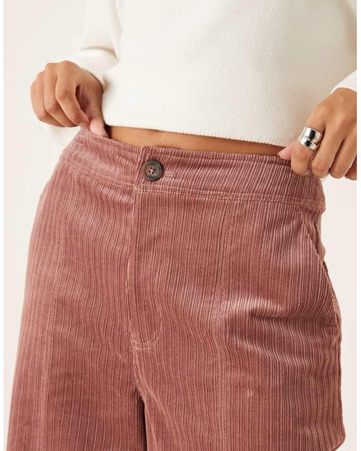 ASOS Natural Cord Wide Leg Ankle Grazer Trousers