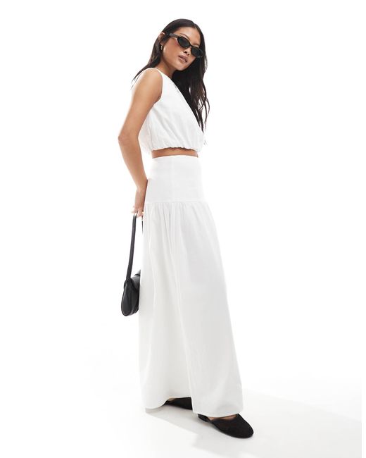 Jupe longue taille basse d'ensemble en popeline 4th + Reckless Petite en coloris White