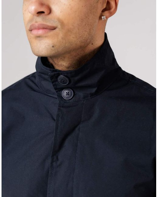 French Connection Blue Mac Funnel Neck Mid-Length Jacket for men
