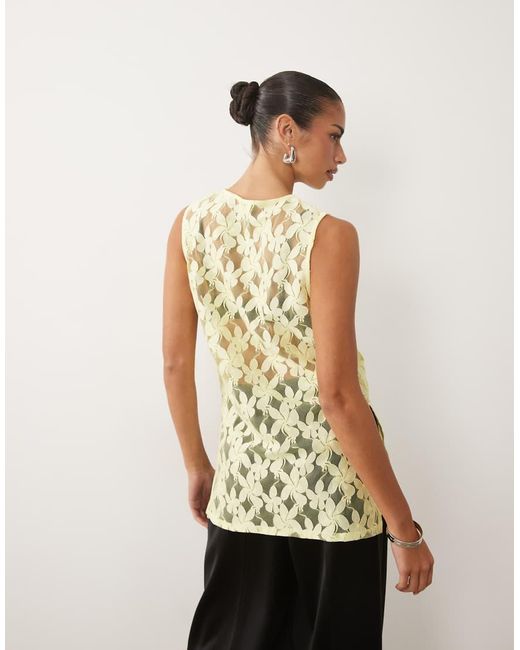 ASOS Yellow Lace Oversized Longline Tank Top