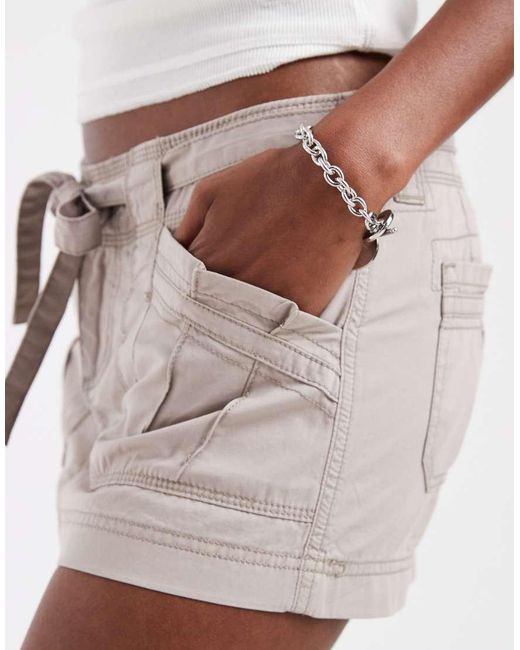 Hollister White Twill Tie Up Mini Skort