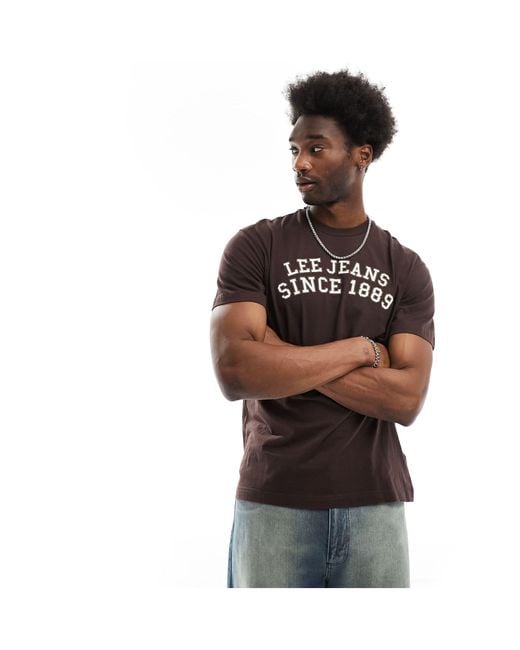 T-shirt décontracté à logo incurvé devant - marron Lee Jeans pour homme en coloris Brown