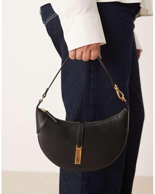 Polo Ralph Lauren White Id Mini 100% Leather Shoulder Bag