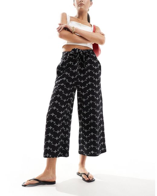 Jupe culotte ceinturee ample en broderie anglaise ASOS en coloris Bleu Lyst