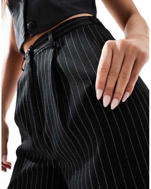 Miss Selfridge Black Tailored Wide Leg Dad Trouser