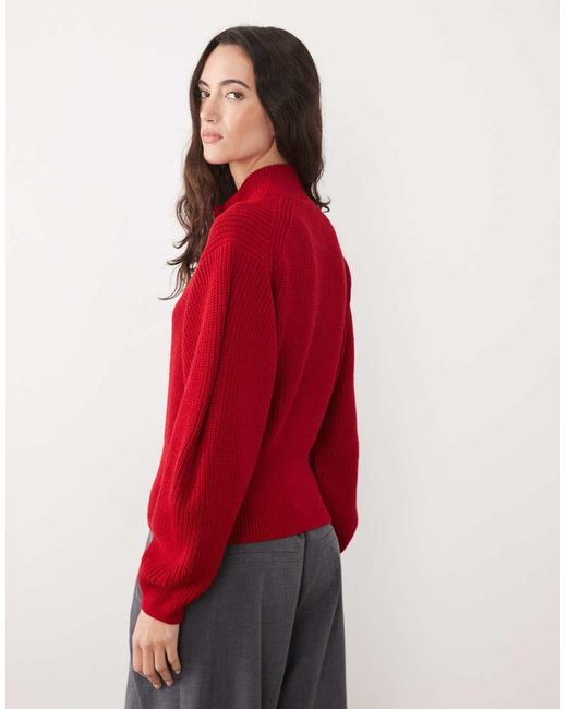ASOS Red Knit Funnel Neck Cardigan