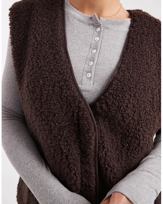 Object Blue Teddy Fleece Sleeveless Jacket