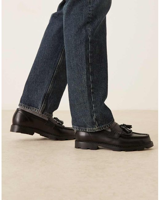 Pompeii UK Blue Pompeii Modena Leather Tassel Loafers for men