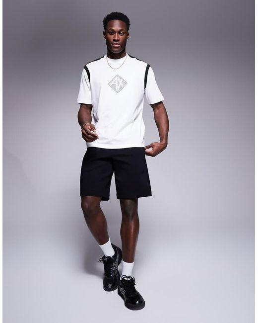 Pantalones Cortos Negros Con Logo De Tejido Estilo Sudadera De ARMANI EXCHANGE de hombre de color Black
