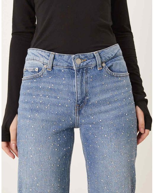 JJXX Blue Ciara Flare Jeans With Rhinestone Details
