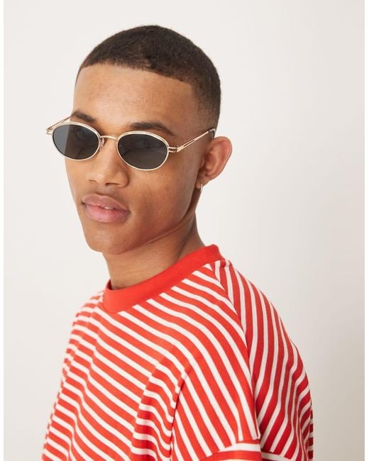 Camiseta A Rayas Blancas Y Rojas De Corte Cuadrado Extragrande De Tejido Grueso De 220 G/M2 De ASOS de hombre de color Red