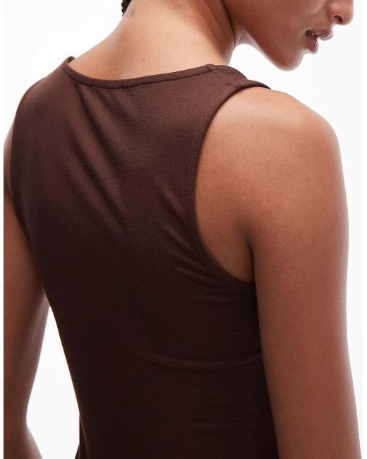 ASOS Brown Asymmetric Longline Scoop Neck Vest