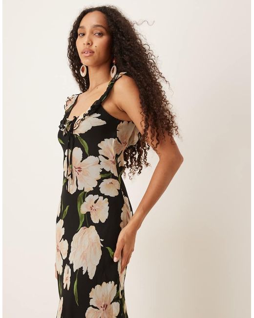 Mango Natural Ruffle Trim Sleeveless Maxi Dress