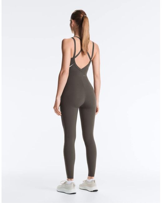 Oysho Gray Compressive Reflective Jumpsuit