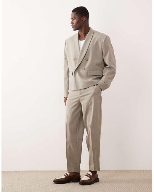 ASOS Natural Double Breasted Boxy Shawl Wrap Suit Jacket for men