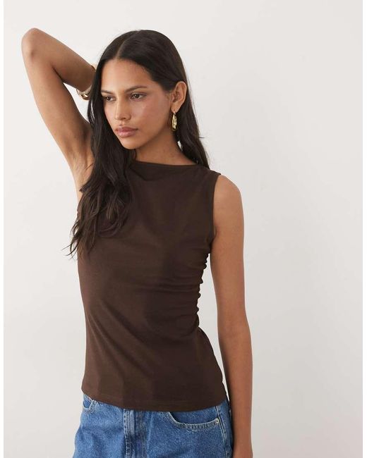 New Look Brown Boat Neck Singlet