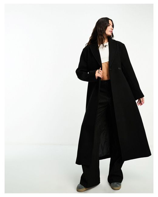 Weekday Black Delila Wool Blend Sleek Structured Coat