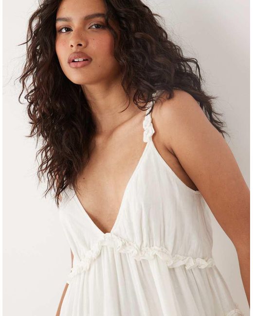 Y.A.S Natural Tiered Ruffle Detail Cami Maxi Dress