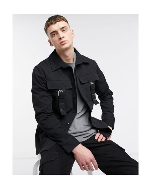 The Ragged Priest Black Shirt With Buckles for men