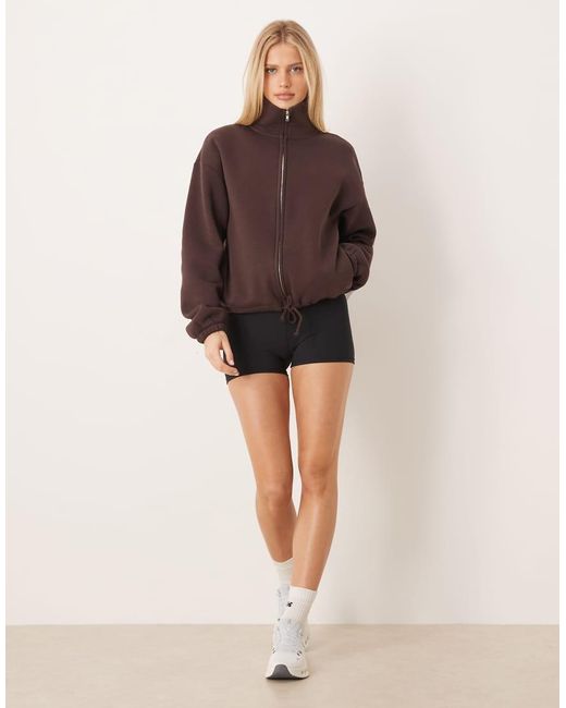 Gina Tricot Purple Soft Pile Borg Gym Zip Through Sweater Fleece