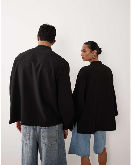 Sister Jane Black Unisex Bow Detail Long Sleeve Shirt