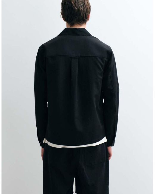 ASOS COLLECTIVE Blue Relaxed Long Sleeve Utility Shirt for men