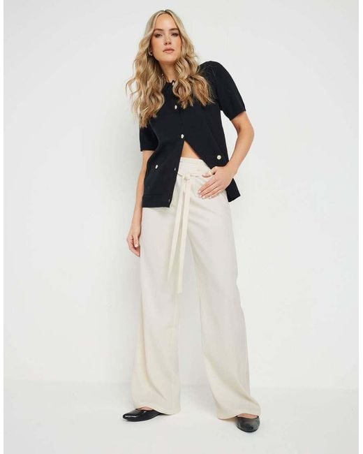 Long Tall Sally White Tie Wide Leg Trousers