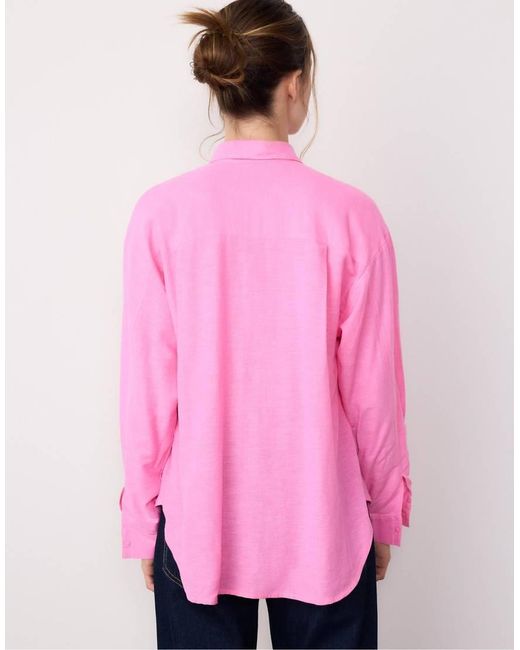 Stradivarius Pink Flowing Shirt With Linen