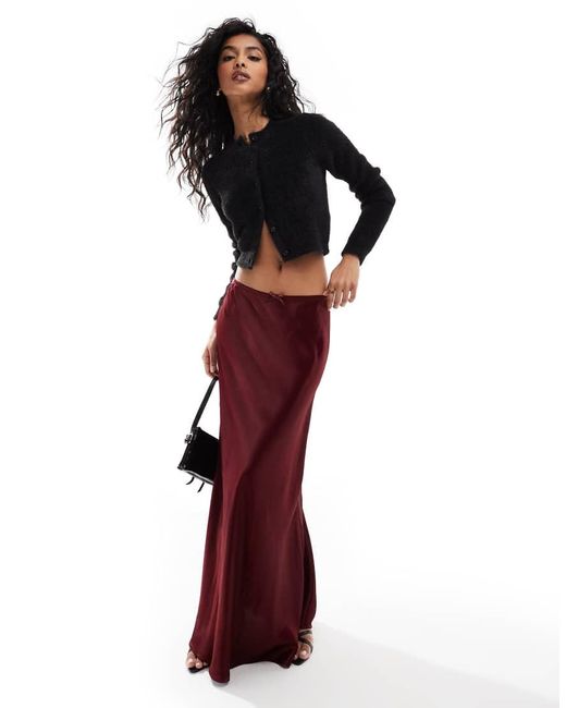 Miss Selfridge Red Satin Bias Cut Maxi Skirt