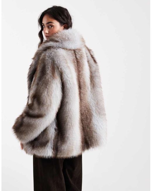 ASOS Brown Tipped Faux Fur Coat