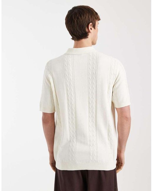Redefined Rebel White Griffin Knit Polo Top for men